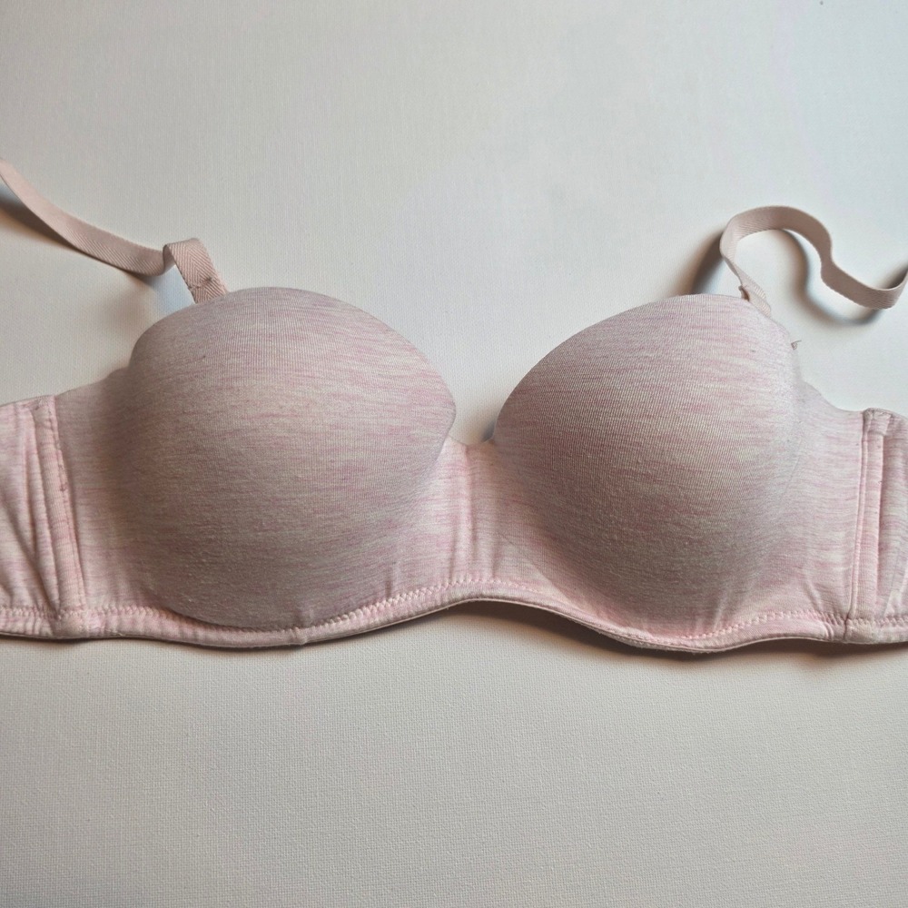 Younghearts Heathered Pink Push Up Underwire Bra Size 36B B80 Cotton Blend